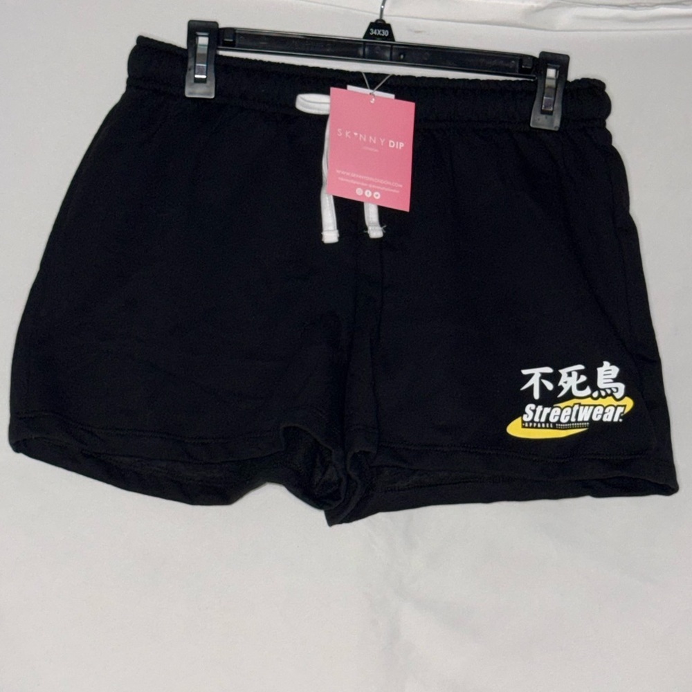 Skinny Dip Black Streetwear Graphic Sweat Shorts XS NWT
